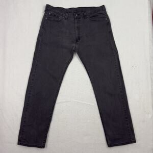 Levis 505 Jeans Mens 38X30 Black Regular Fit Stretch Denim Straight Leg